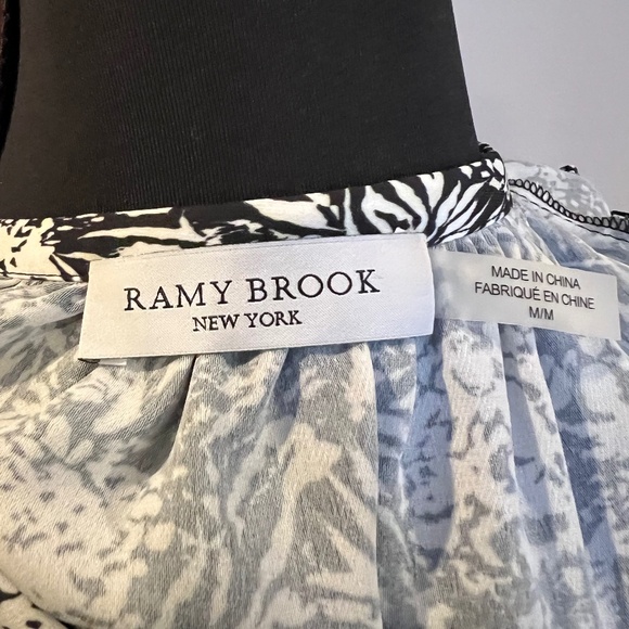 Ramy Brook Landa Floral Printed Blouson Mini Dress Small Black/White - Picture 5 of 6